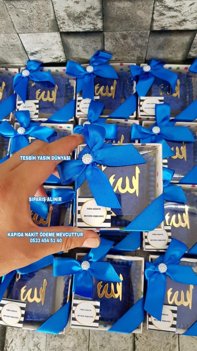 Mini Kur'an-ı Kerim Kokulu Tesbıh Saks Mavi